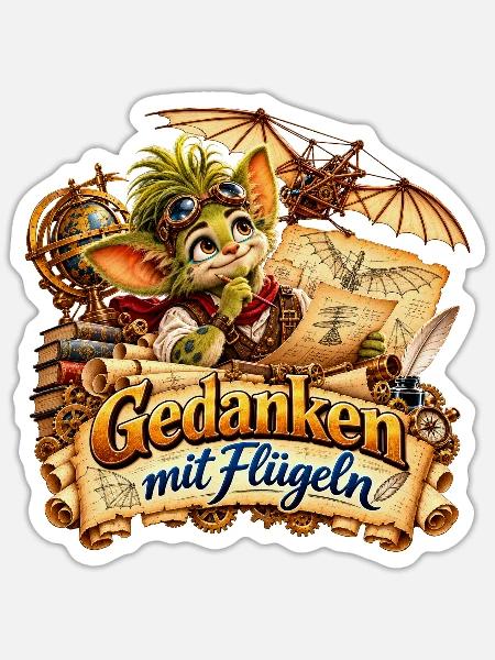 Wenuma Gedanken mit Flügeln - Sticker Größe S (10 x 10 cm) - Mattweiß