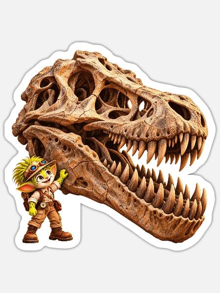 Wenuma T-Rex - Sticker Größe S (10 x 10 cm) - Mattweiß