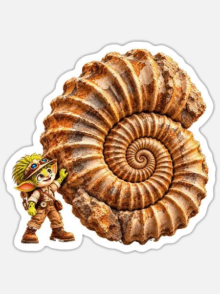 Wenuma Ammonit - Sticker Größe S (10 x 10 cm) - Mattweiß