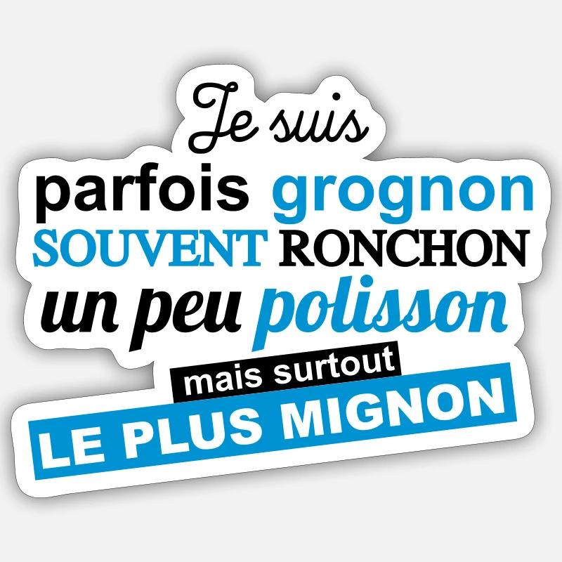 ronchon grognon mignon - Sticker taille S (10 x 10 cm) - blanc mat