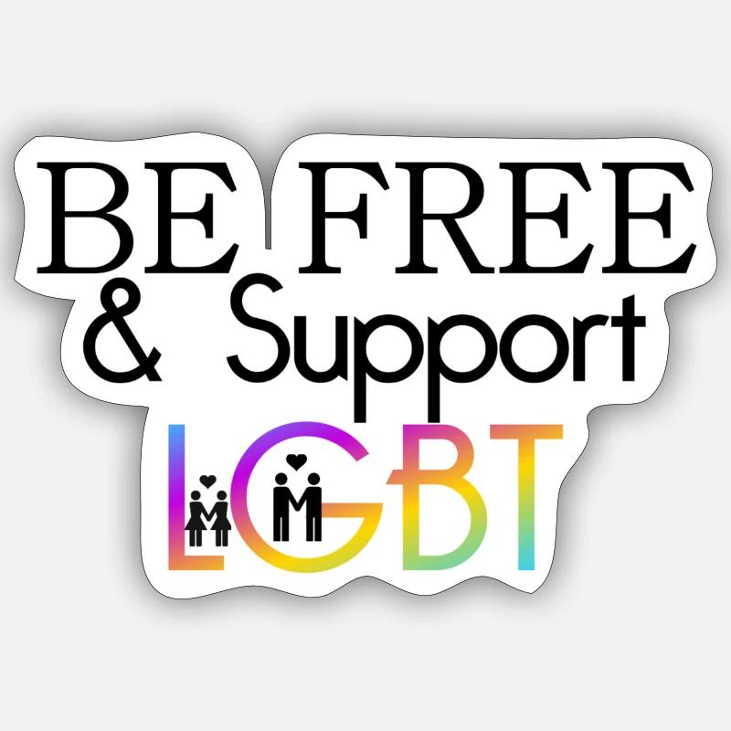 Be Free & Support LGBT - Sticker size S (10 x 10 cm) - white matte