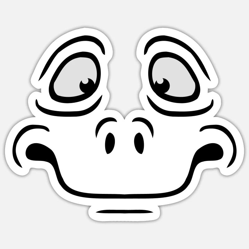 Unsicheres Ängstliches Comic Cartoon Gesicht Sticker Größe S (10 x 10 cm)