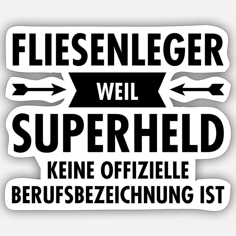 Fliesenleger - Superheld - Sticker Größe S (10 x 10 cm) - Mattweiß