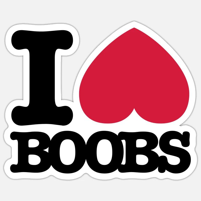 I_love_boobs - Sticker taille S (10 x 10 cm) - blanc mat