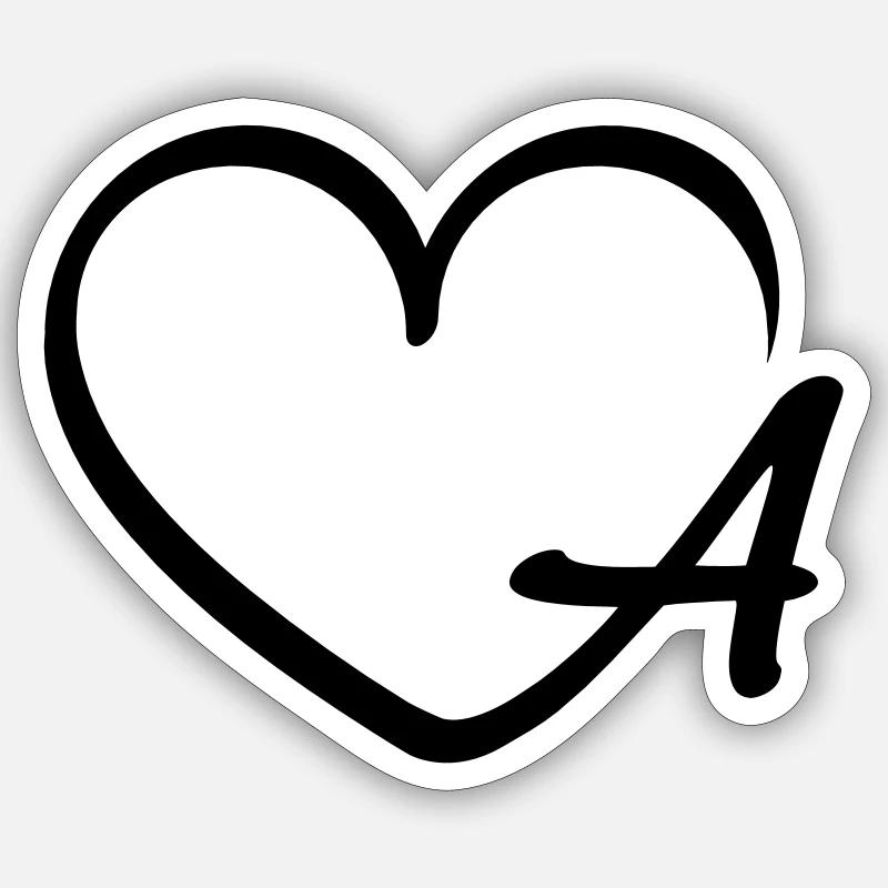 Liebe Buchstabe A - Sticker Größe S (10 x 10 cm) - Mattweiß