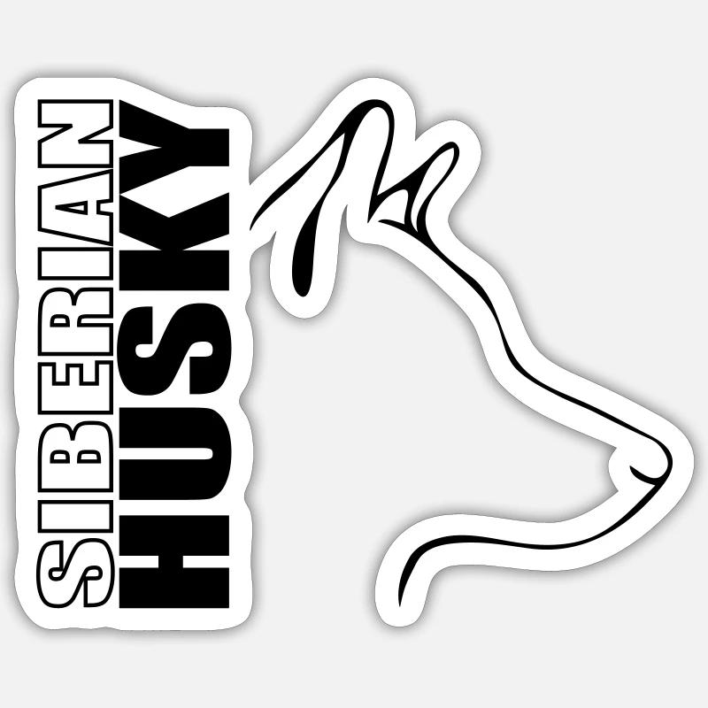 SIBERIAN HUSKY Profil Hund Hunde Wilsigns - Sticker Größe S (10 x 10 cm) - Mattweiß