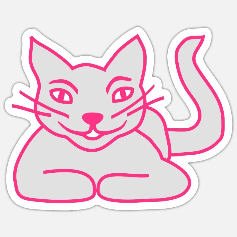 Chat - Sticker taille S (10 x 10 cm) - blanc mat