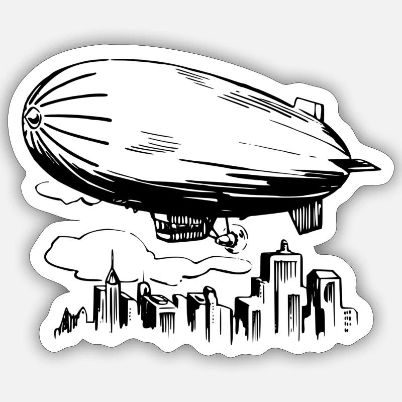 ballon dirigeable - Sticker taille S (10 x 10 cm) - blanc mat
