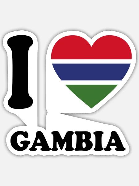 i love home land geschenk GAMBIA - Sticker Größe S (10 x 10 cm) - Mattweiß