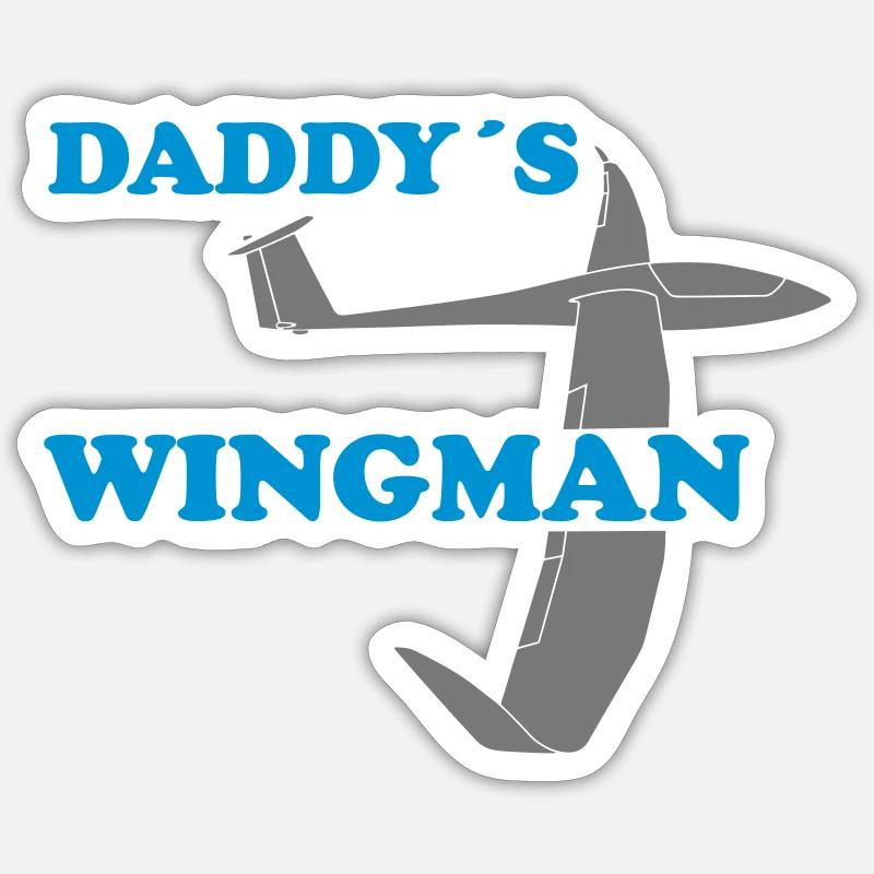 daddys wingman Geschenk - Sticker Größe S (10 x 10 cm) - Mattweiß