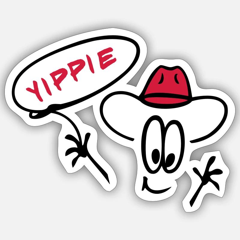 Cowboy mit Lasso - Sticker Größe S (10 x 10 cm) - Mattweiß