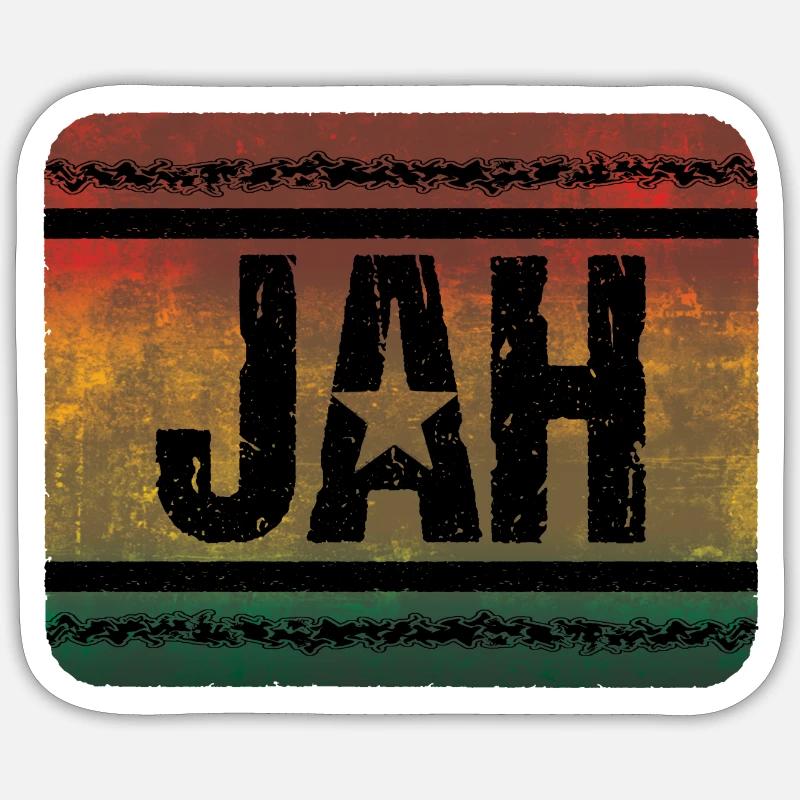 Jah Reggae - Sticker taille S (10 x 10 cm) - blanc mat