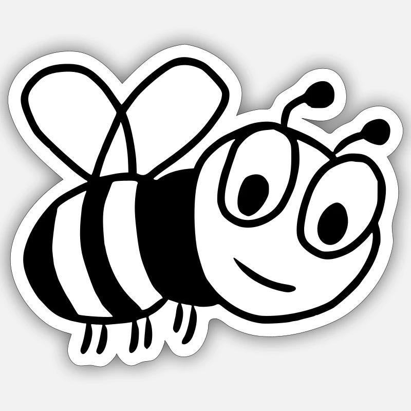 Naughty Bee Sketch - Sticker size S (10 x 10 cm) - white matte