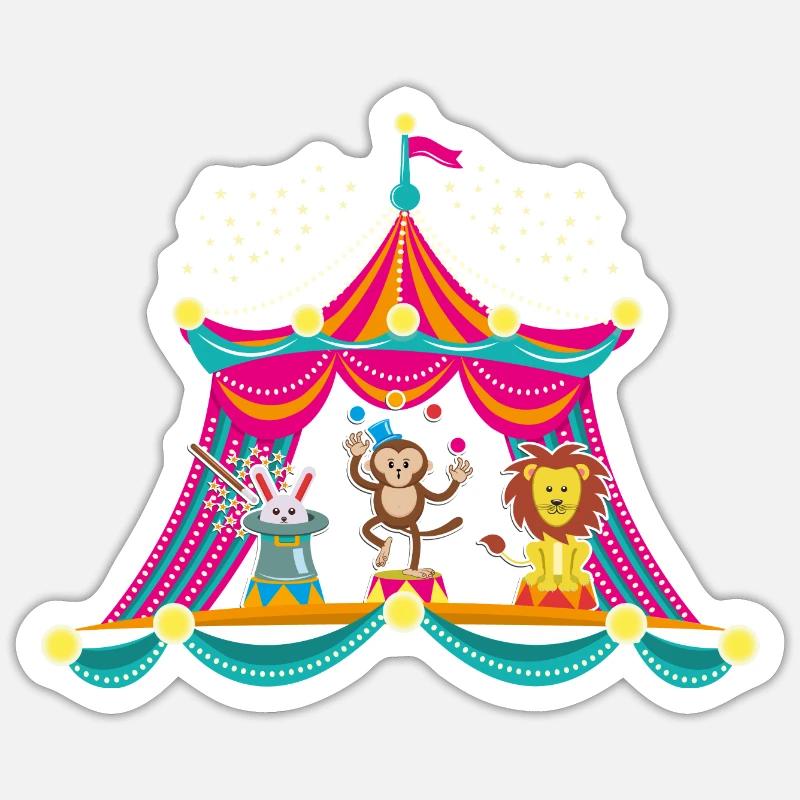 Circus - Monkey Circus - Circus Animals Hare Lion - Sticker size S (10 x 10 cm) - white matte