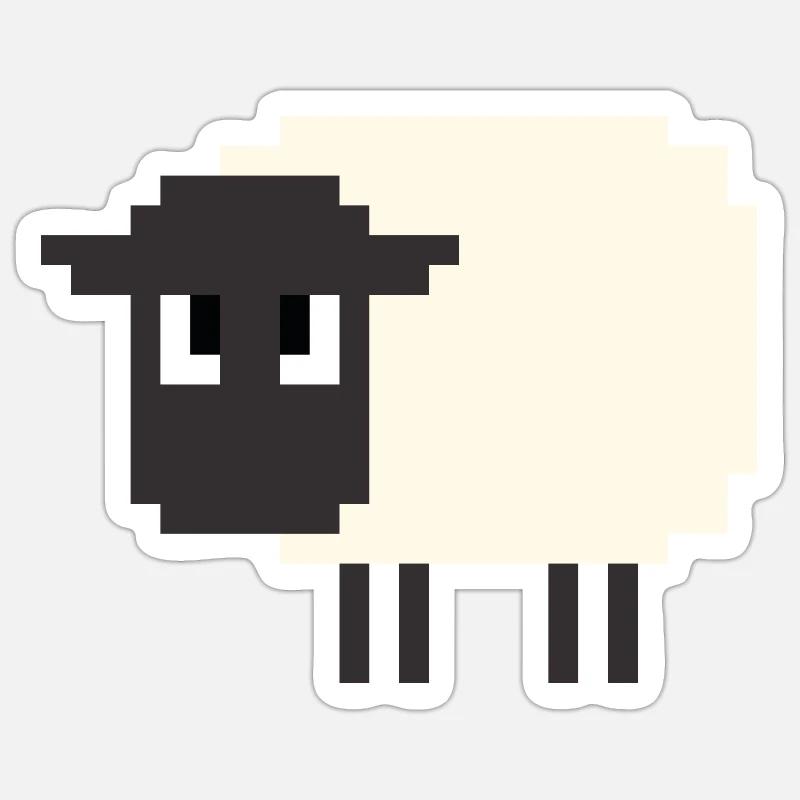 Mouton 8 bits - Sticker taille S (10 x 10 cm) - blanc mat