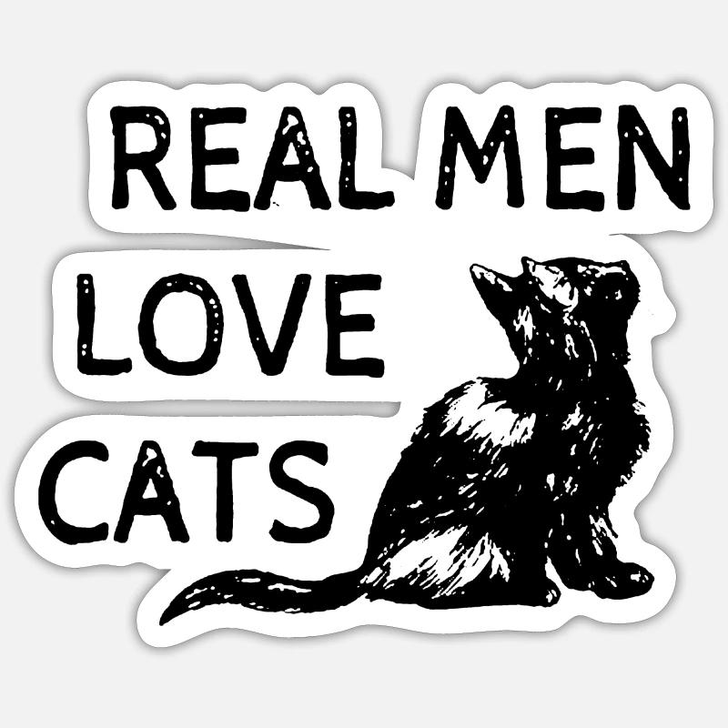 Echte Männer lieben Katzen Kätzchen sitzen Sticker Größe S (10 x 10 cm)