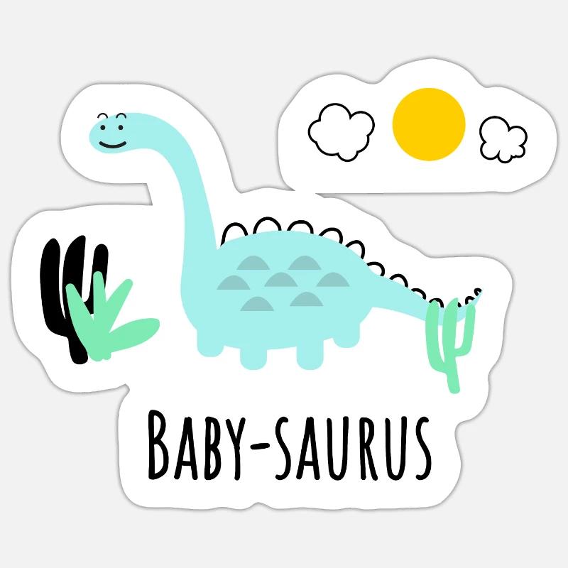 Baby Saurus - Geschenkidee - Sticker Größe S (10 x 10 cm) - Mattweiß