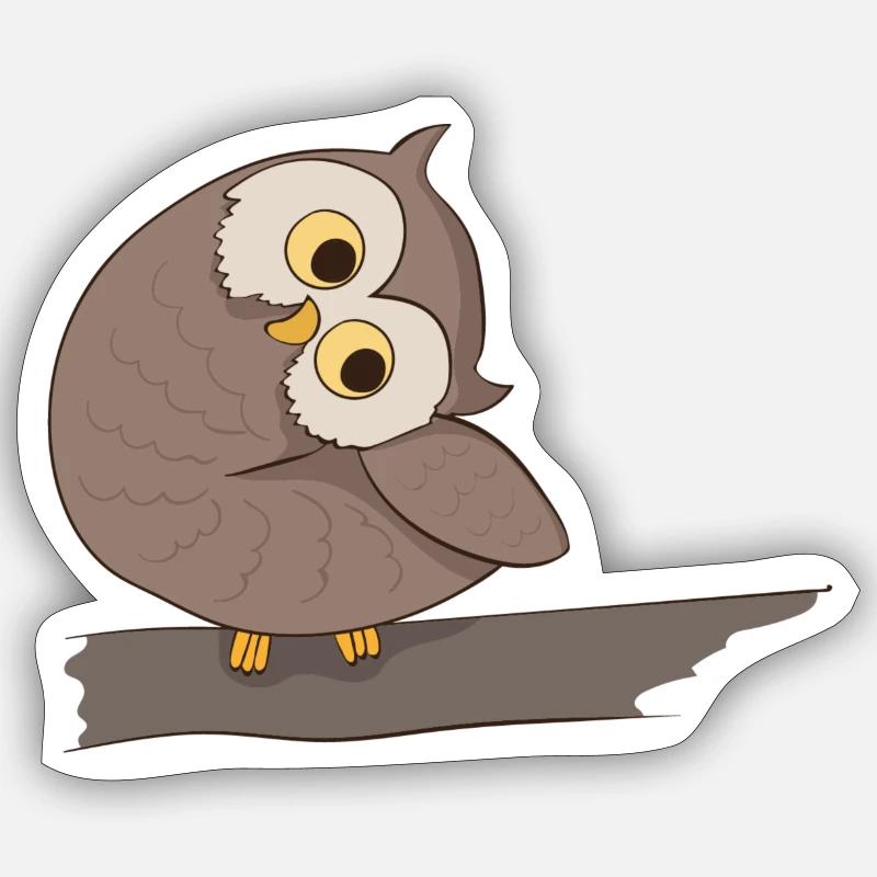 Eagle owl comic Sticker size S (10 x 10 cm)