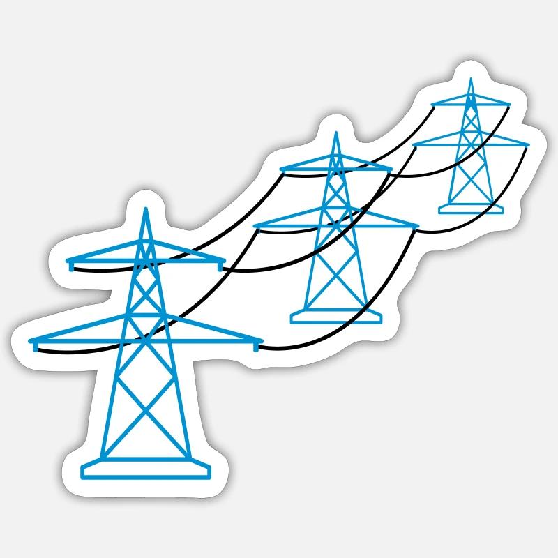 row pattern many track electricity mast power pole ele Sticker size S (10 x 10 cm)