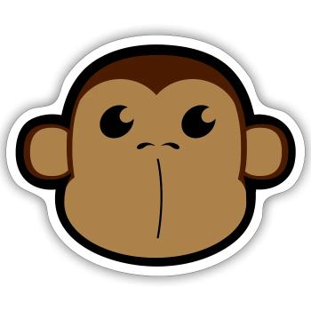 Face, Shimpanse, monkey, monkey head 3 c - Sticker size S (10 x 10 cm) - white matte - Front