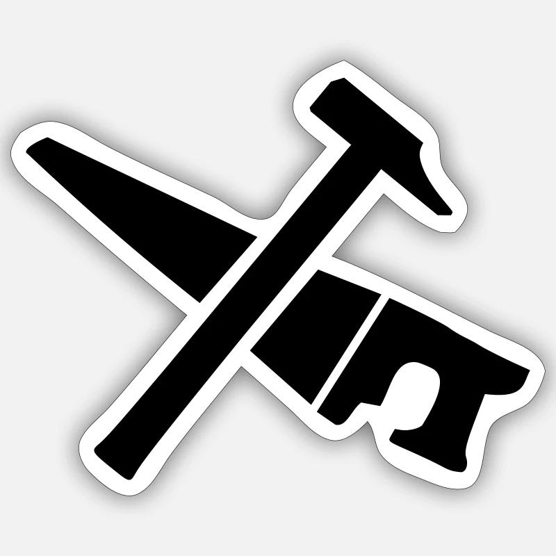 Scie Marteau - Sticker taille S (10 x 10 cm) - blanc mat