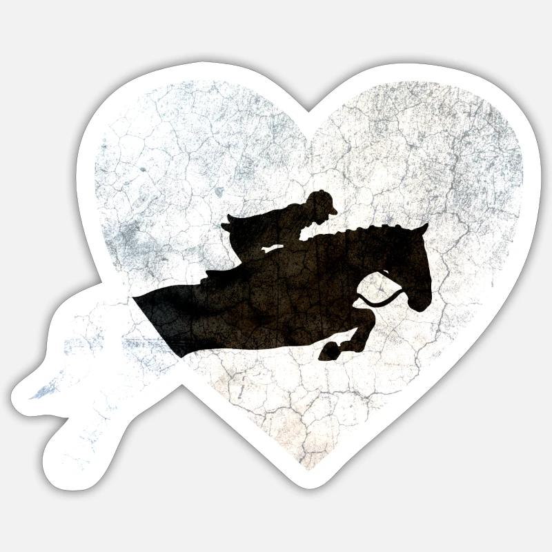 Cheval de saut d'obstacles - Sticker taille S (10 x 10 cm) - blanc mat