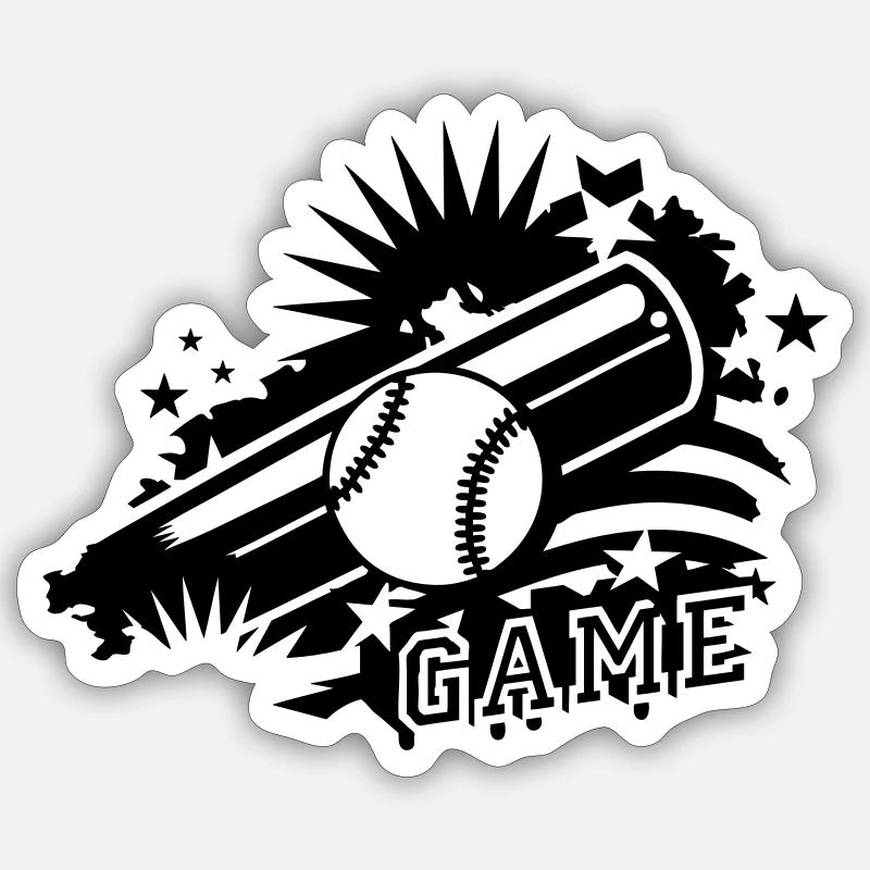 A baseball and baseball bat as a graffiti - Sticker size S (10 x 10 cm) - white matte