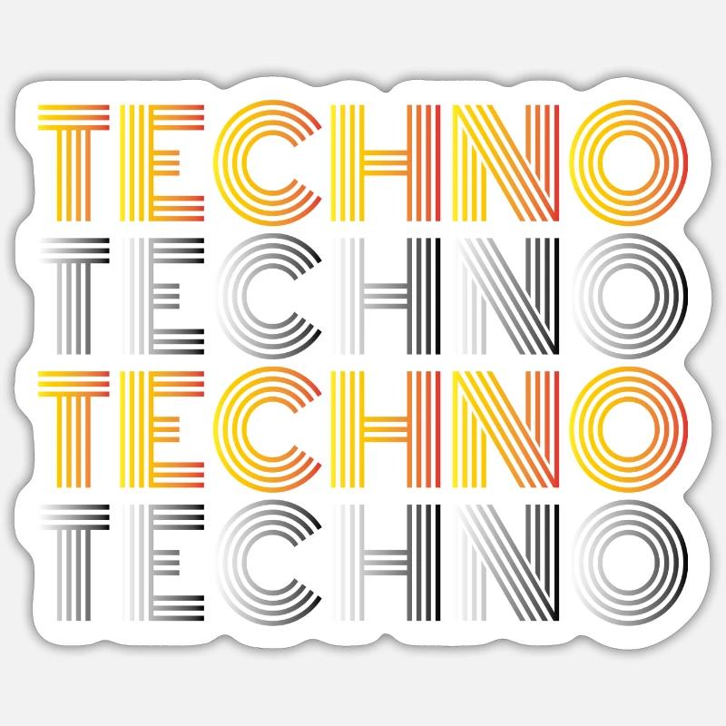 TECHNO TECHNO TECHNO Musik Goa Tanzen Geschenk Sticker Größe S (10 x 10 cm)