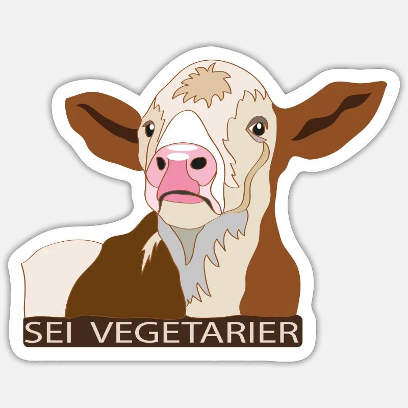 Kalb: Sei Vegetarier Sticker Größe S (10 x 10 cm)