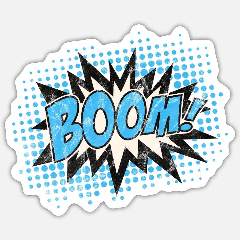 Vintage Comic Boom Explosion - Sticker Größe S (10 x 10 cm) - Mattweiß
