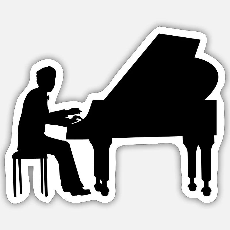 piano player - Sticker size S (10 x 10 cm) - white matte
