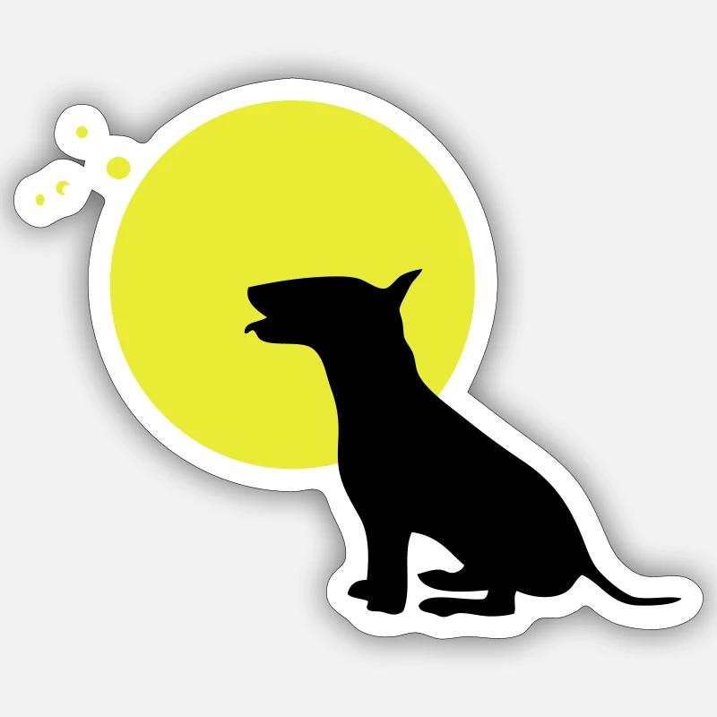 lune de chien de bull-terrier - Sticker taille S (10 x 10 cm) - blanc mat