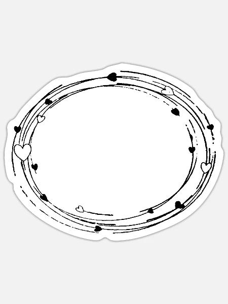 Deko oval mit Herzen - Rahmen Hintergrund - Sticker Größe S (10 x 10 cm) - Mattweiß
