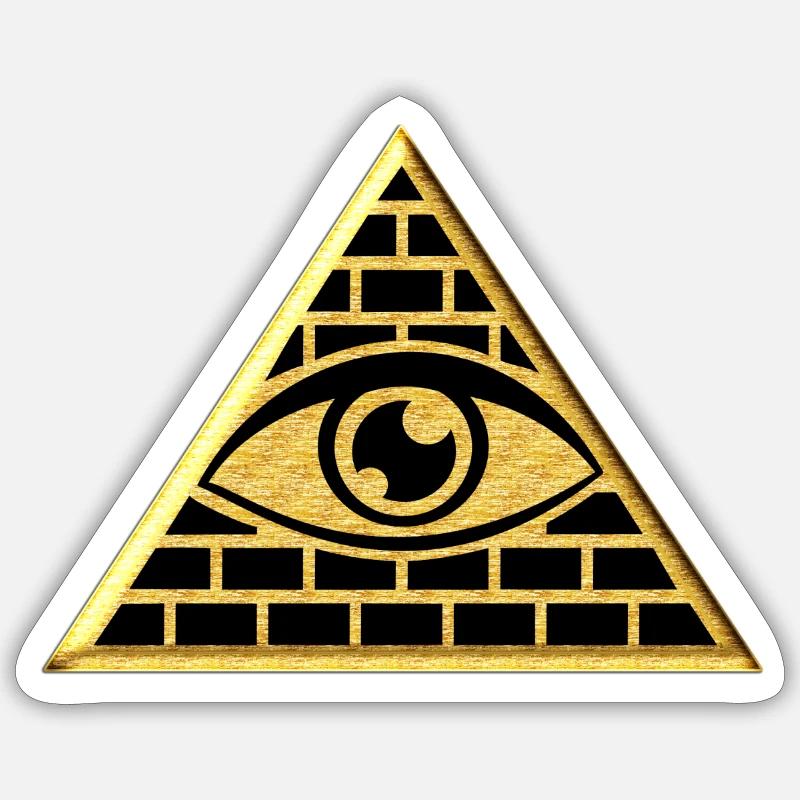 Œil qui voit tout dans le triangle - pyramide Sticker taille S (10 x 10 cm)