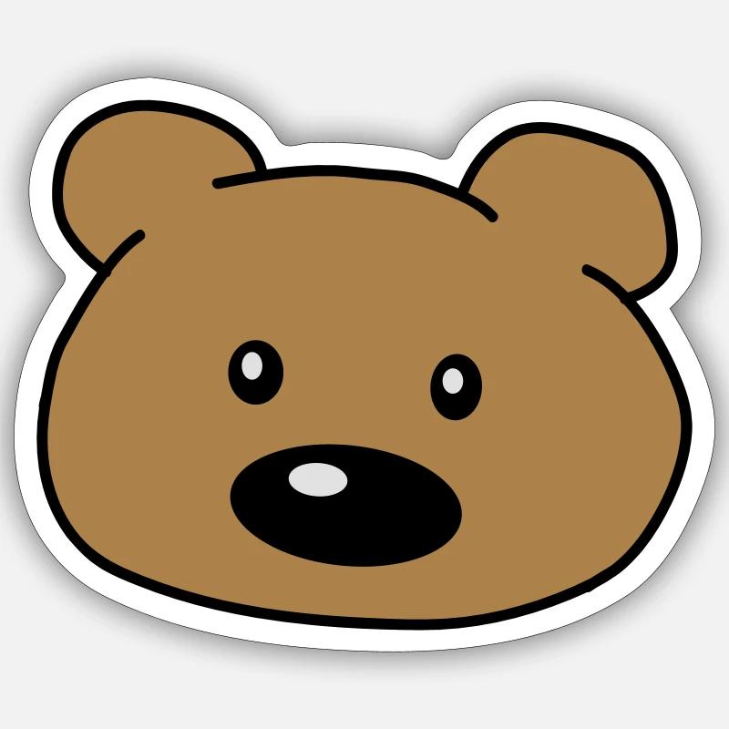 Cute Cute Cute Bear Face Brown Bear Head - Sticker size S (10 x 10 cm) - white matte