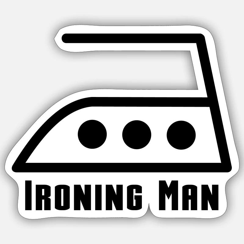 ironing man - Sticker size S (10 x 10 cm) - white matte