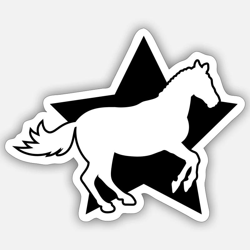 Étoile cheval - Sticker taille S (10 x 10 cm) - blanc mat