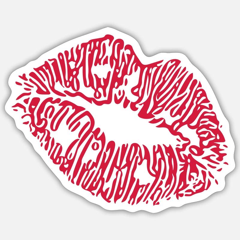 lèvres - Sticker taille S (10 x 10 cm) - blanc mat