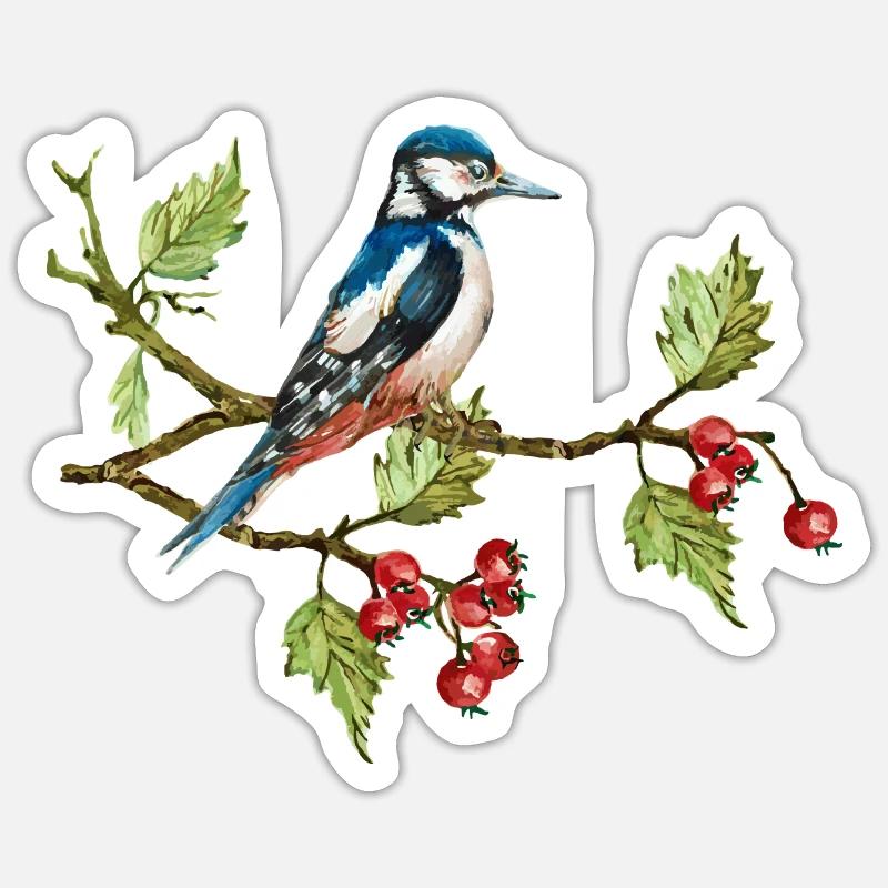 Bunter Vogel - Sticker Größe S (10 x 10 cm) - Mattweiß