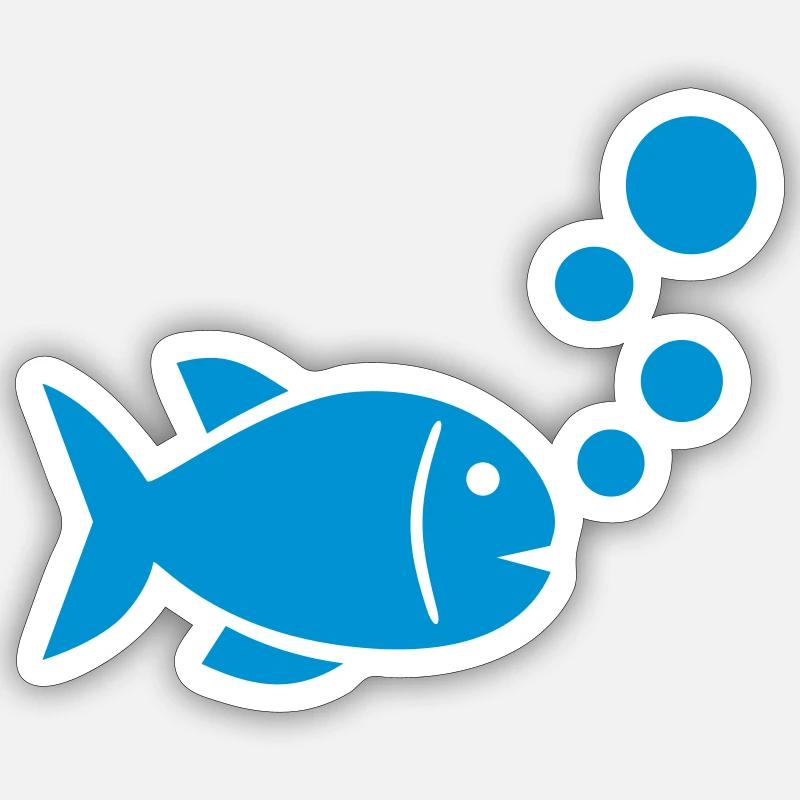 Poisson - Sticker taille S (10 x 10 cm) - blanc mat