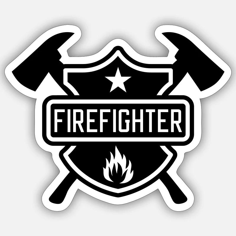 Firefighter - Sticker size S (10 x 10 cm) - white matte