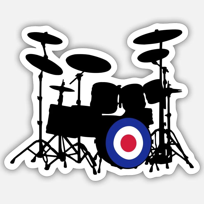 Mod Drumset - Sticker size S (10 x 10 cm) - white matte