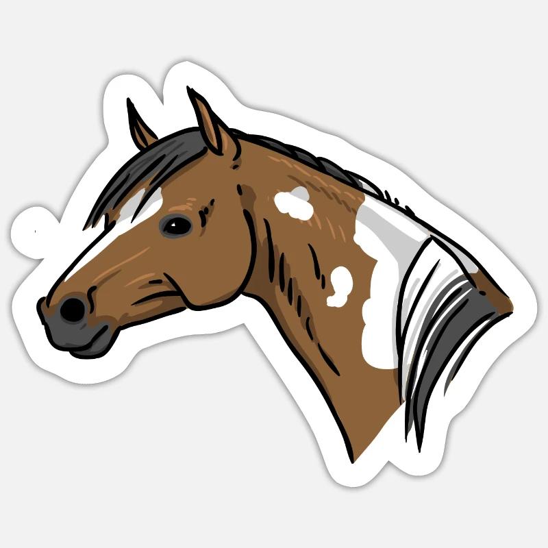 Portrait de cheval - Sticker taille S (10 x 10 cm) - blanc mat