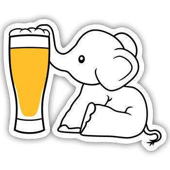 elephant beer suck alcohol drink thirst drunk - Sticker size S (10 x 10 cm) - white matte - Front