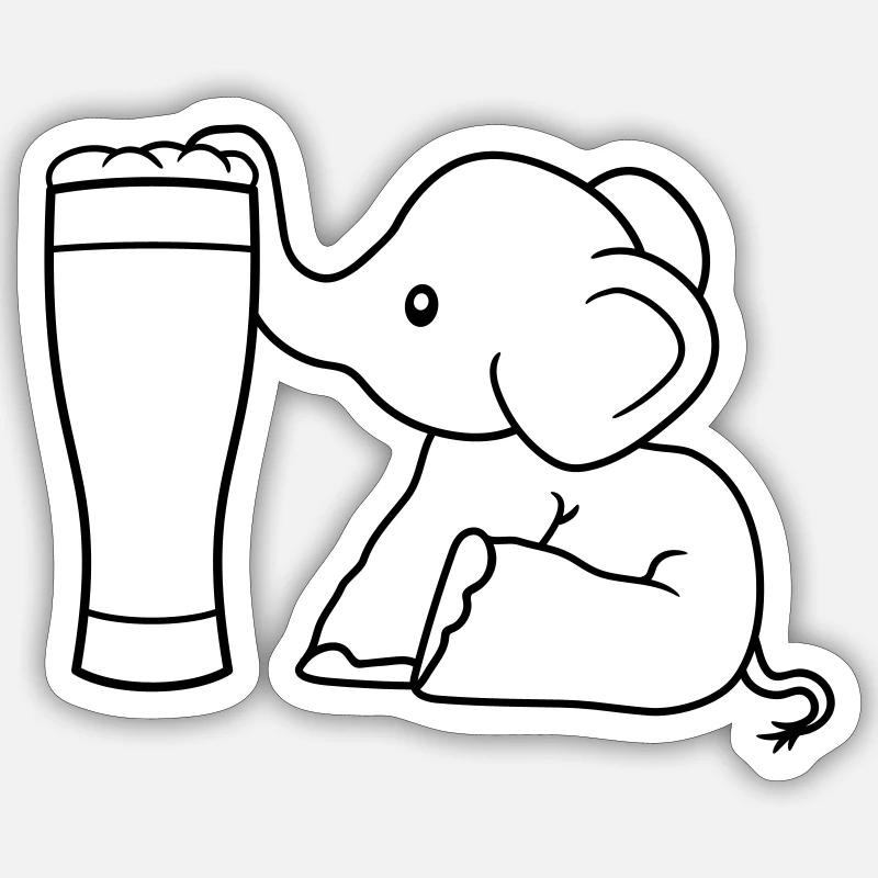 alcohol elephant beer suck drink thirst drunk Sticker size S (10 x 10 cm)