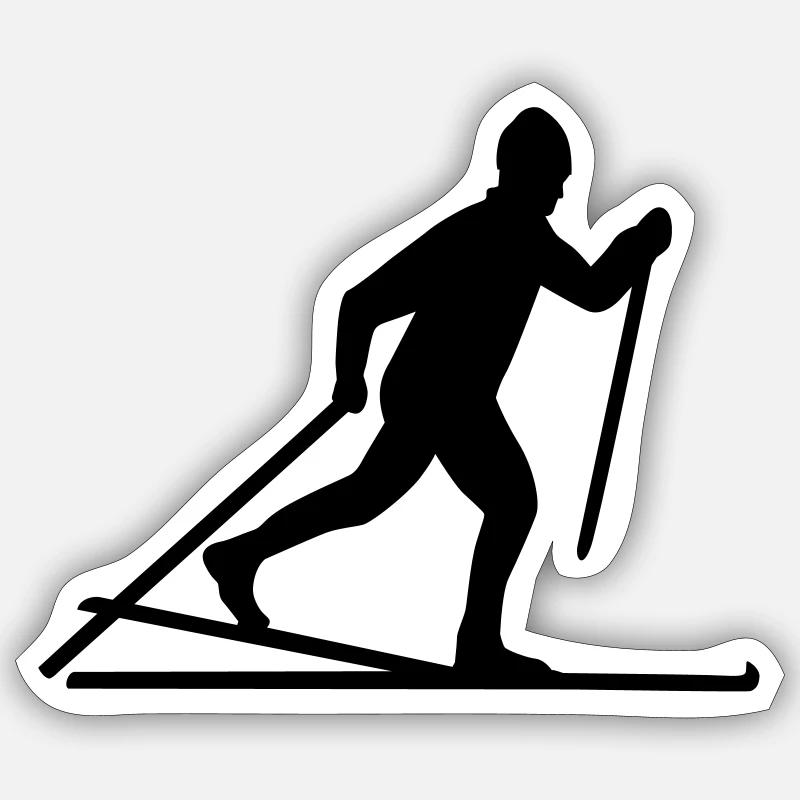 Ski de fond - Sticker taille S (10 x 10 cm) - blanc mat
