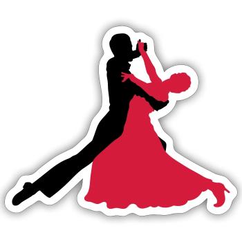 la danse de salon - Sticker taille S (10 x 10 cm) - blanc mat - Devant