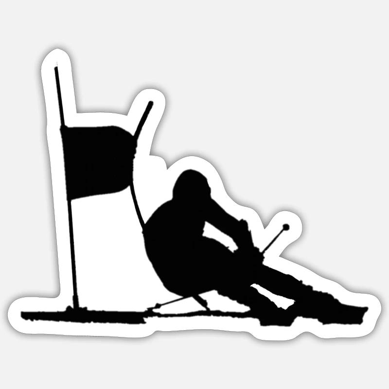 skiing - Sticker taille S (10 x 10 cm) - blanc mat
