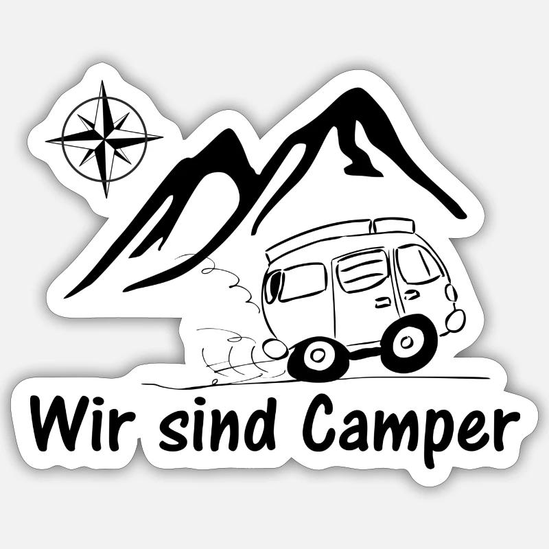 Wir sind Camper - Sticker Größe S (10 x 10 cm) - Mattweiß
