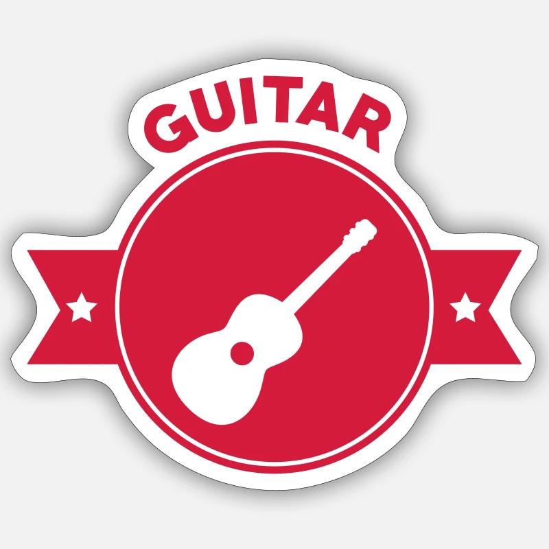 Guitar - Sticker taille S (10 x 10 cm) - blanc mat